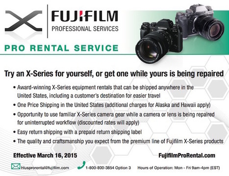 Fujifilm announces new rental program, set to go live in the US on March 16th - imaging resource | Fuji X-E1 and X100(S) | Scoop.it