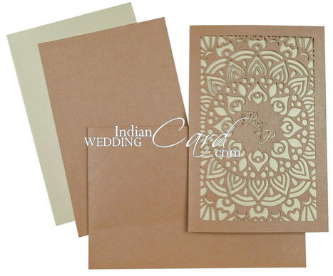 Light-brown beautiful floral Laser Cut Wedding Card | Wedding Cards | Order Wedding Invitation Online | Scoop.it