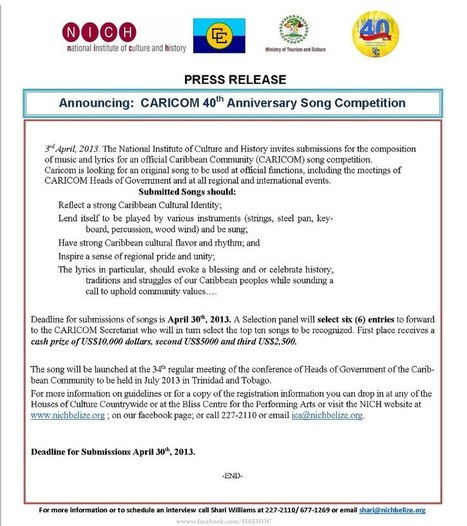 CARICOM Song Competition | Cayo Scoop!  The Ecology of Cayo Culture | Scoop.it
