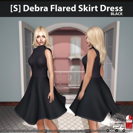**60L SALE** New Release: [S] Debra Flared Skirt Dress by [satus Inc] | Teleport Hub - Second Life Freebies | Second Life Freebies | Scoop.it