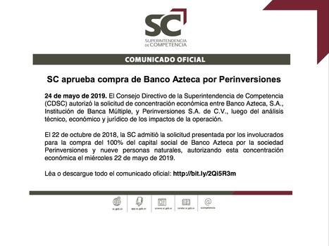 #DESTACADO - SC aprueba compra de Banco Azteca por Perinversiones - Lea el Comunicado Oficial http://bit.ly/2Qi5R3m #ElSalvador | | SC News® | Scoop.it