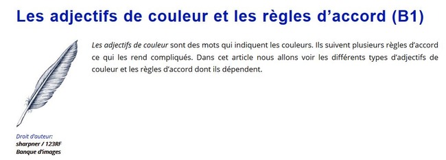 Les adjectifs de couleur et les règles d'accord (B1) | POURQUOI PAS... EN FRANÇAIS ? | Scoop.it