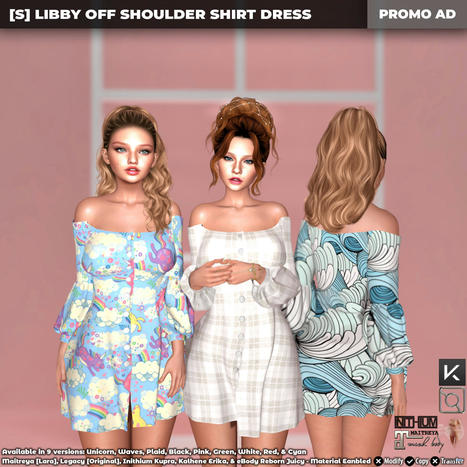 New Release: [S] Libby Off Shoulder Shirt Dress by [satus Inc] | Teleport Hub - Second Life New Release / Deals | Second Life Freebies | Scoop.it