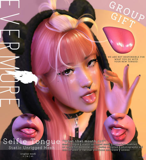 Selfie Tongue May 2022 Group Gift by EVERMORE | Teleport Hub - Second Life Freebies | Second Life Freebies | Scoop.it