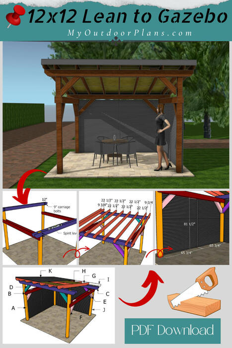 DIY 12x12 Lean to Pavilion Plans - PDF Download | Garden Plans | Scoop.it