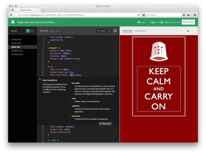Mozilla Relaunches Its Thimble Online Code Editor For Teaching HTML, CSS And JavaScript | Machinimania | Scoop.it