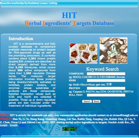 HIT  - a Herbal Ingredients' Targets Database | bioinformatics-databases | Scoop.it