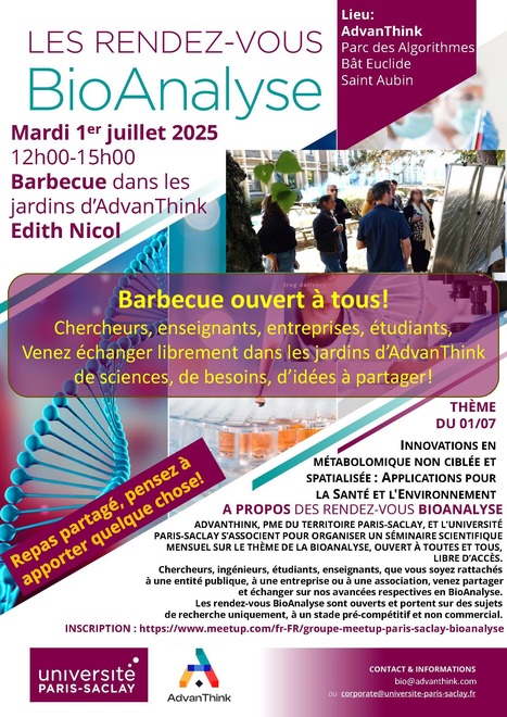 Rendez-Vous BioAnalyse de Paris-Saclay - Edith Nicol : "Innovations en métabolomique non ciblée et spatialisée: Applications pour la Santé et l'Environnement", Mardi 1er juillet 2025 | Life Sciences Université Paris-Saclay | Scoop.it