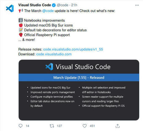 C'est officiel : Microsoft sort une nouvelle mise à jour de Visual Studio Code prise en charge par Raspberry Pi OS pour une utilisation aisée de l'environnement de développement sur Raspberry Pi | Formation Agile | Scoop.it