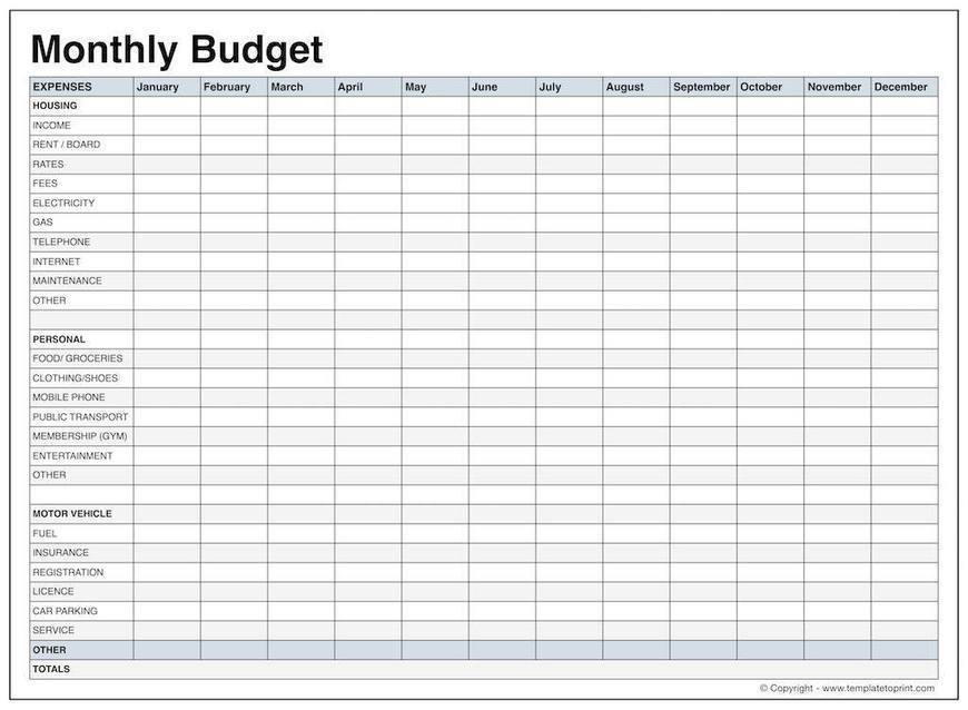 Printable Monthly Budget Worksheet, Excel, PDF ...