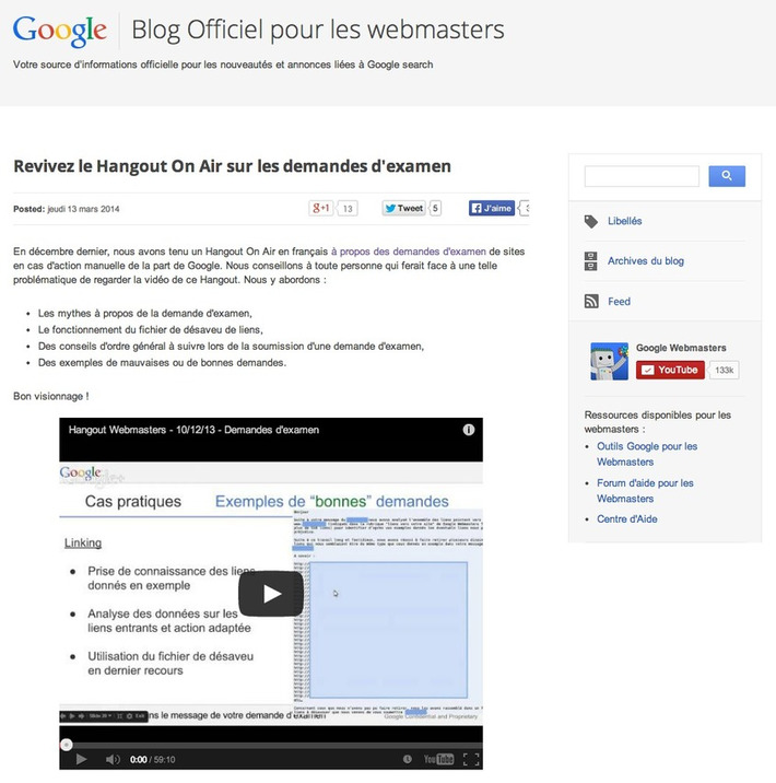 Google lance un blog pour webmasters en français | TIC, TICE et IA mais... en français | Scoop.it