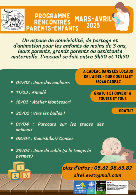 AIREL : programme de l'Espace de Vie Sociale pour mars et avril | Vallées d'Aure & Louron - Pyrénées | Scoop.it