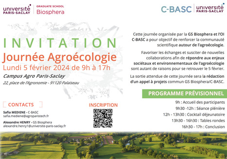 SAVE THE DATE ! Journée Agroécologie, Lundi 5 février 2024 de 9h à 17h | Life Sciences Université Paris-Saclay | Scoop.it
