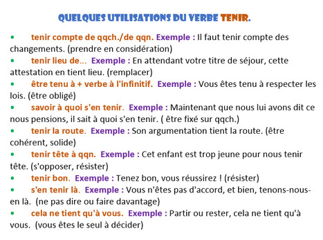 Expressions avec TENIR | français langue étrangère | Scoop.it