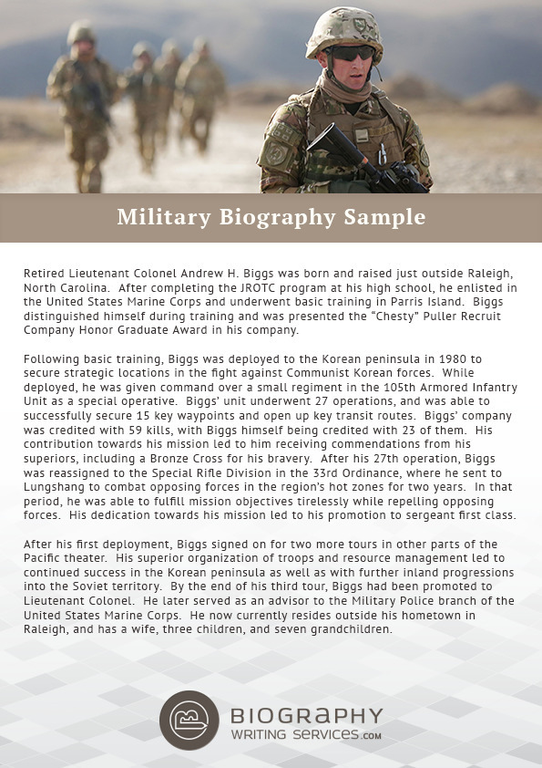 Military Biography Sample  Best Biography Samp