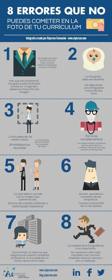 8 errores que no puedes cometer en la foto de tu Curriculum #infografia #empleo | Aplicaciones y Herramientas . Software de Diseño | Scoop.it