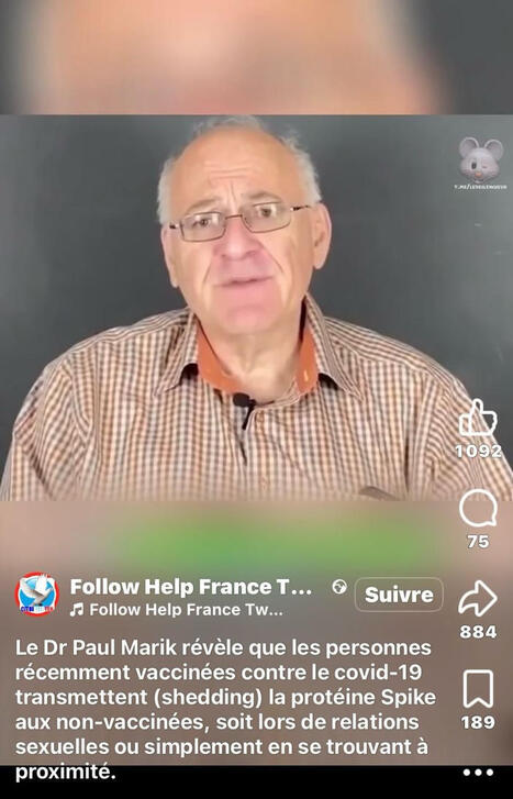 Le Dr Paul Marik prétend que les personnes récemment vaccinées « transmettent » la protéine Spike aux non-vaccinés, simplement en se trouvant à proximité ou lors de relations sexuelles. Et Astrid… ... | Hésitations Vaccinales: Observatoire HESIVAXs | Scoop.it