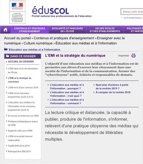 Éducation aux médias et à l'information - L'EMI et la stratégie du numérique | Education & Numérique | Scoop.it
