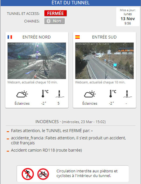 Après l'accident de circulation survenu ce matin, l'accès au tunnel de Bielsa est de nouveau possible | Vallées d'Aure & Louron - Pyrénées | Scoop.it