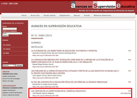 LAS CIENCIAS DE LA COMPUTACIÓN EN EL CURRÍCULO EDUCATIVO | Cabrera Delgado | Avances en Supervisión Educativa | E-Learning-Inclusivo (Mashup) | Scoop.it