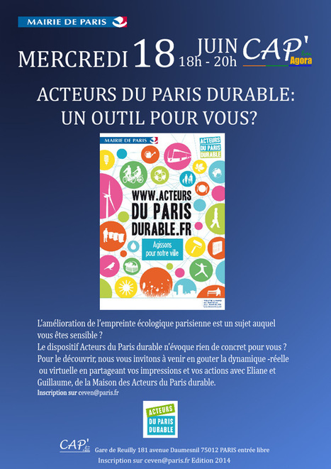 "Acteurs du Paris durable : un outil pour vous ?", rencontre-discussion  au Carrefour des Associations Parisiennes | Paris durable | Scoop.it