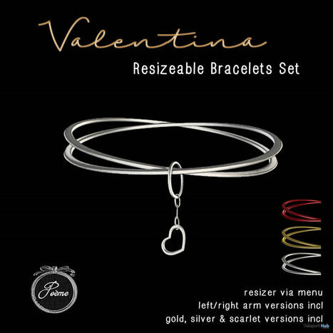 Valentina Bracelets Set February 2023 Group Gift by {Poeme} | Teleport Hub - Second Life Freebies | Second Life Freebies | Scoop.it