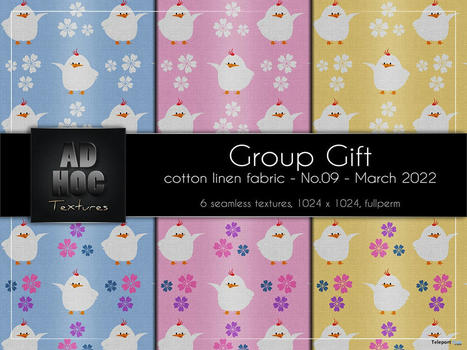 Cotton Linen Fabric No. 9 March 2022 Group Gift by AD HOC Textures | Teleport Hub - Second Life Freebies | Second Life Freebies | Scoop.it