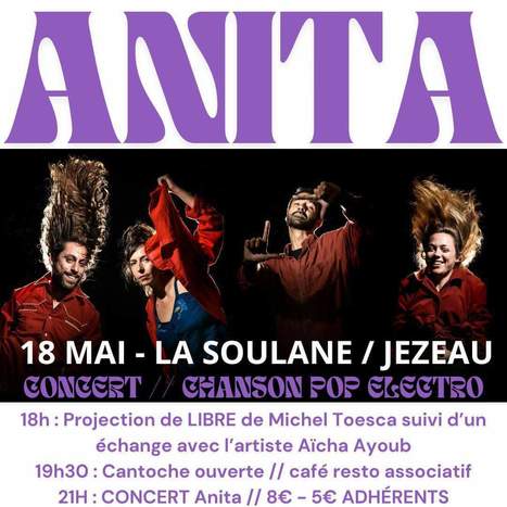 Concert ANITA chanson-pop et projection documentaire LIBRE samedi 18 mai à La Soulane, Jézeau | Vallées d'Aure & Louron - Pyrénées | Scoop.it