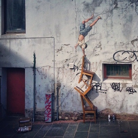 New Street Art Illusion: Boy Balancing on Stacked Chairs | Inspired By Design | Scoop.it