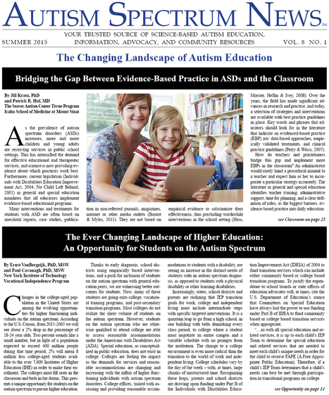 Welcome to Autism Spectrum News | ED262 mylineONLINE:  Exceptionalities and Accessibilities | Scoop.it