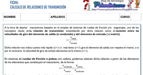 Ficha: Cálculo de relaciones de transmisión | tecno4 | Scoop.it