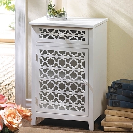 Die Cut White Wood Cabinet With Pullout Drawer In Online Shopping