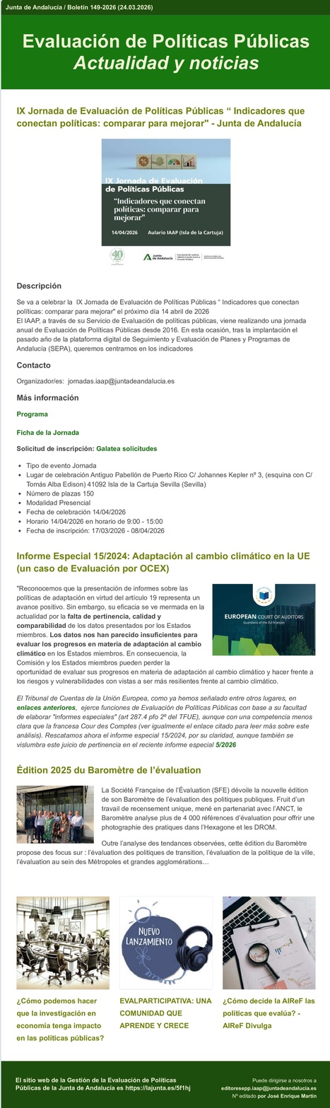 Bolet&iacute;n n&ordm; 149 de Evaluaci&oacute;n de Pol&iacute;ticas P&uacute;blicas. Actualidad y noticias | Evaluaci&oacute;n de Pol&iacute;ticas P&uacute;blicas - Portal de actualidad y noticias | Scoop.it