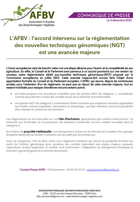UE : L&rsquo;accord provisoire sur la r&egrave;glementation des nouvelles techniques g&eacute;nomiques (NGT) est une avanc&eacute;e majeure ! | EUROPES | Scoop.it