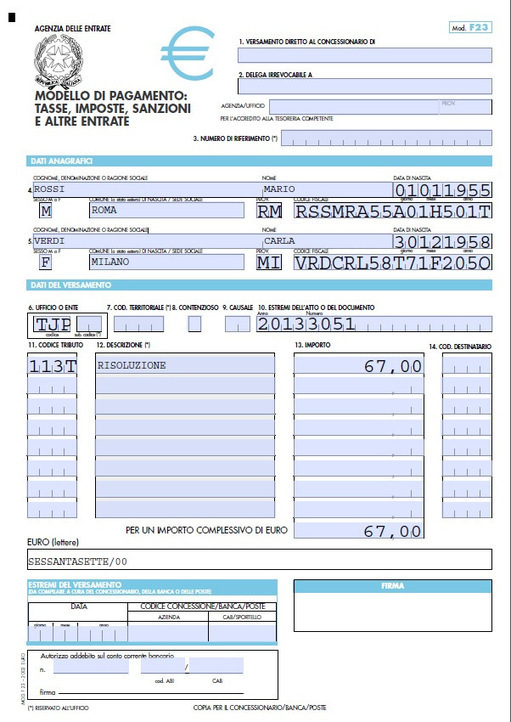 Come Compilare Il Modello F23 Per La Risoluzion