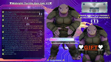 Midnight Turtle Gen Taki V3 August 2026 Group Gift by Scriptease | Teleport Hub - Second Life Freebies | Second Life Freebies | Scoop.it