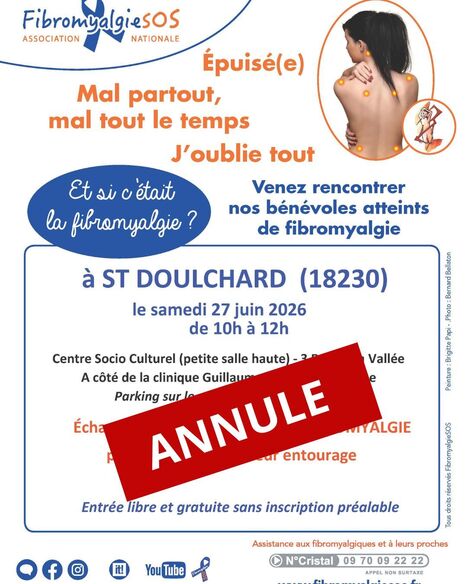 R&eacute;union d'&eacute;changes et d'information &agrave; St Doulchard (Cher) le samedi 27 juin &agrave; 10h | Association FibromyalgieSOS | Scoop.it
