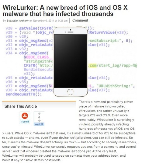 WireLurker: A new breed of iOS and OS X malware that has infected thousands | Cyber Security | Apple, Mac, MacOS, iOS4, iPad, iPhone and (in)security... | Scoop.it