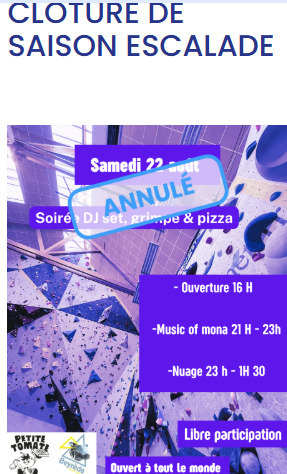 La cl&ocirc;ture de saison du club Beyr&egrave;de Escalade Montagne pr&eacute;vue le 22 ao&ucirc;t est annul&eacute;e | Vall&eacute;es d'Aure & Louron - Pyr&eacute;n&eacute;es | Scoop.it