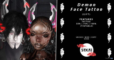 Demon Face Tattoo December 2025 Gift by SEKAI | Teleport Hub - Second Life Freebies | Second Life Freebies | Scoop.it