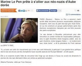 Le Pen / alliance : Reuters dérape sur Aube Dorée - Arrêt sur images | News from the world - nouvelles du monde | Scoop.it