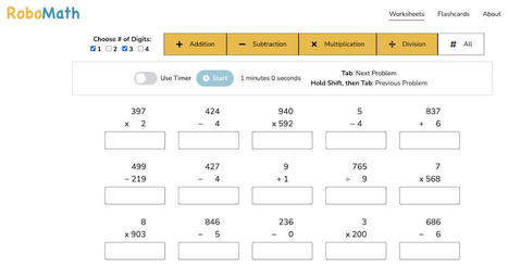 AYUDA PARA MAESTROS: RoboMath: web para crear fichas y flashcards autocorregibles de Matem&aacute;ticas | TIC-TAC_aal66 | Scoop.it