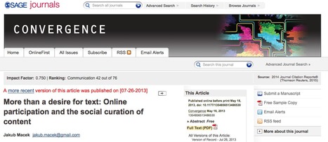 More than a desire for text: Online participation and the social curation of content | Digital Curation in Education | Scoop.it