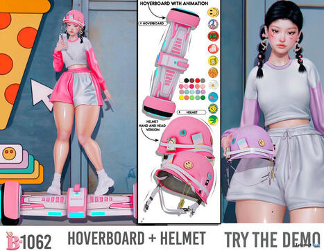 Hoverboard & Helmet 1062 Teleport Hub Group Gift by Believe | Teleport Hub - Second Life Freebies | Second Life Freebies | Scoop.it