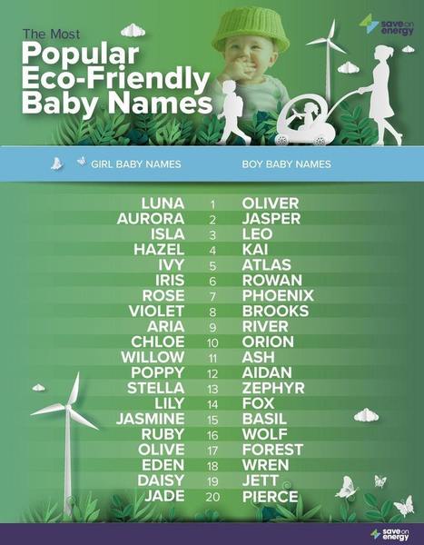 The most popular eco-friendly baby names of 2020 | saveonenergy.com | Name News | Scoop.it