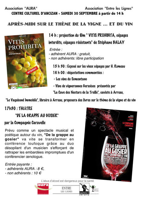 La vigne et le vin au programme du Centre culturel d'Ancizan le 30 septembre | Vallées d'Aure & Louron - Pyrénées | Scoop.it