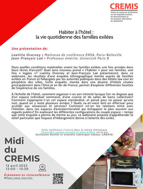 Habiter à l’hôtel : le quotidien des familles exilées — CREMIS | Egalité de traitement et logement | Scoop.it