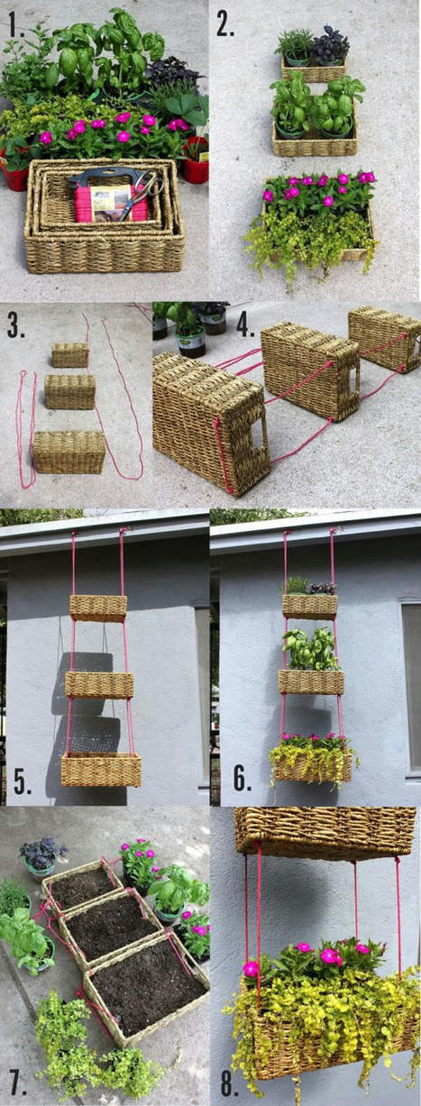 Diy: Upcycled Basket Into Hanging Garden | 1001 Gardens ideas ! | Scoop.it