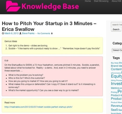 Startups Knowledge Base: The Curated Archive for Startup Advice | Online Business Models | Scoop.it