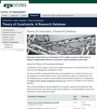 Theory of Constraints Research Database | Victoria University of Wellington New Zealand | Theory Of Constraints | Scoop.it
